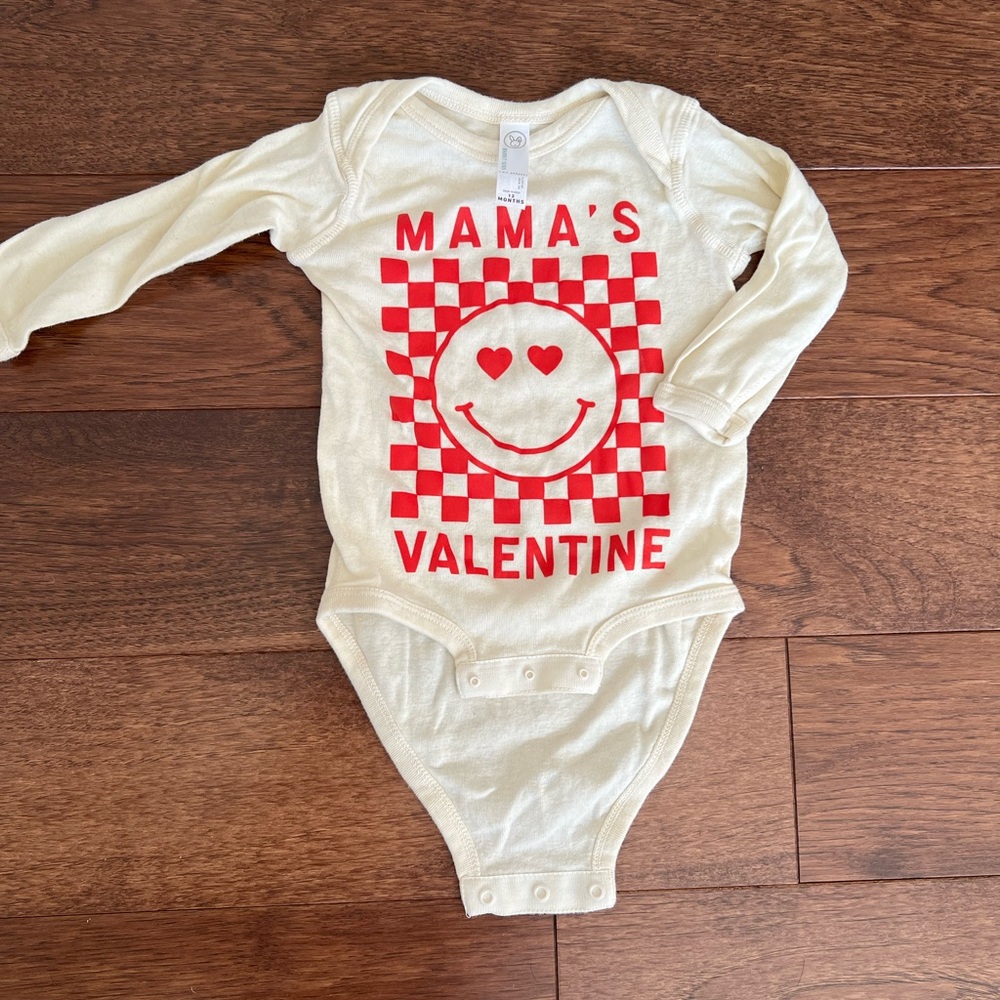 Cream and Red Valentine's Baby Onesie